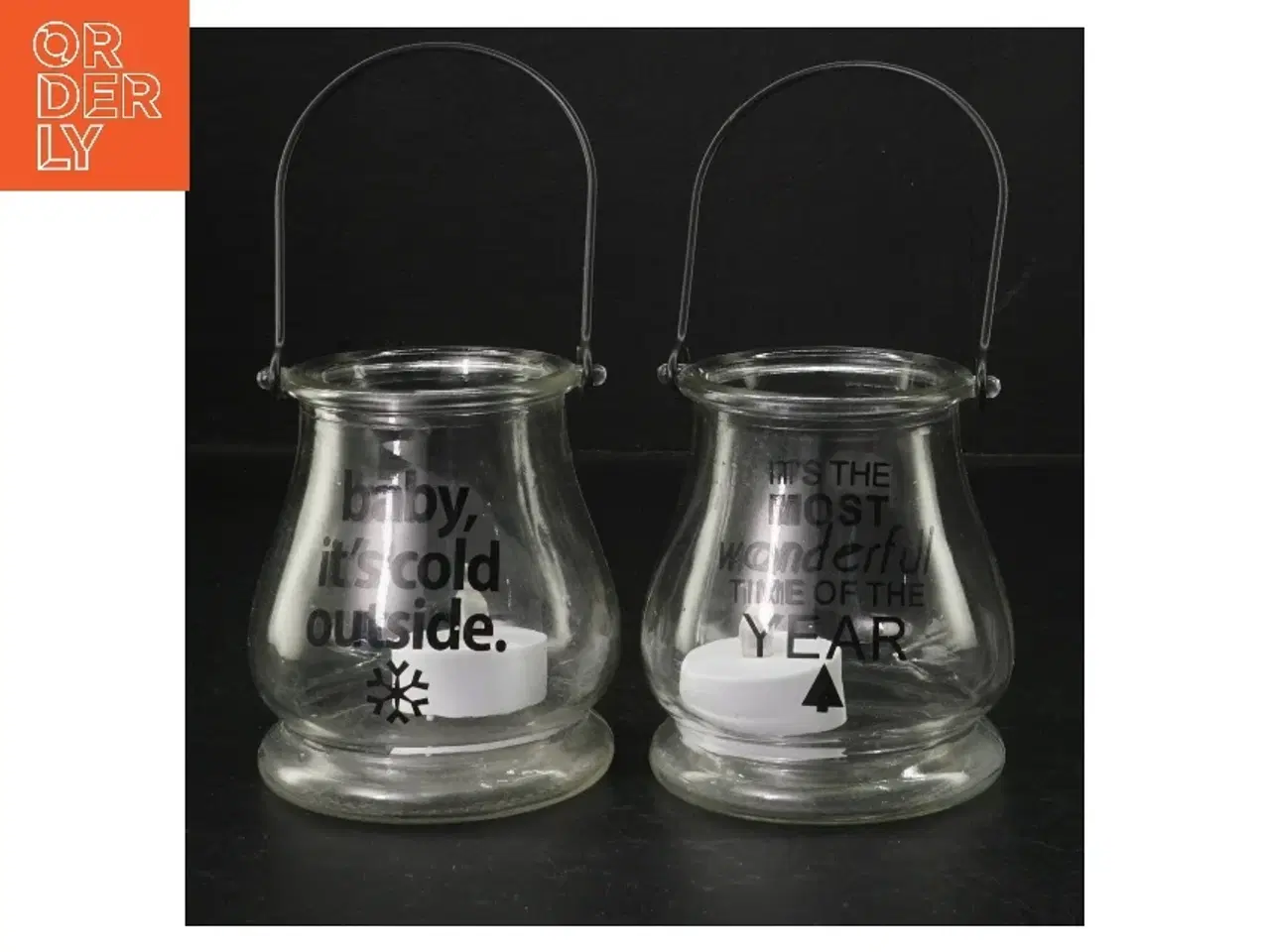 Billede 1 - Glaskrukker med lys og håndtag