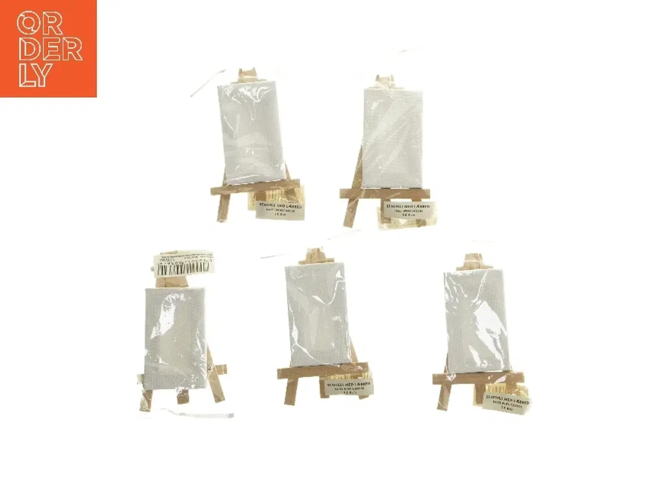 Billede 1 - Mini staffelier/bordkort med lærred (str. 5 stk 5x8 cm)