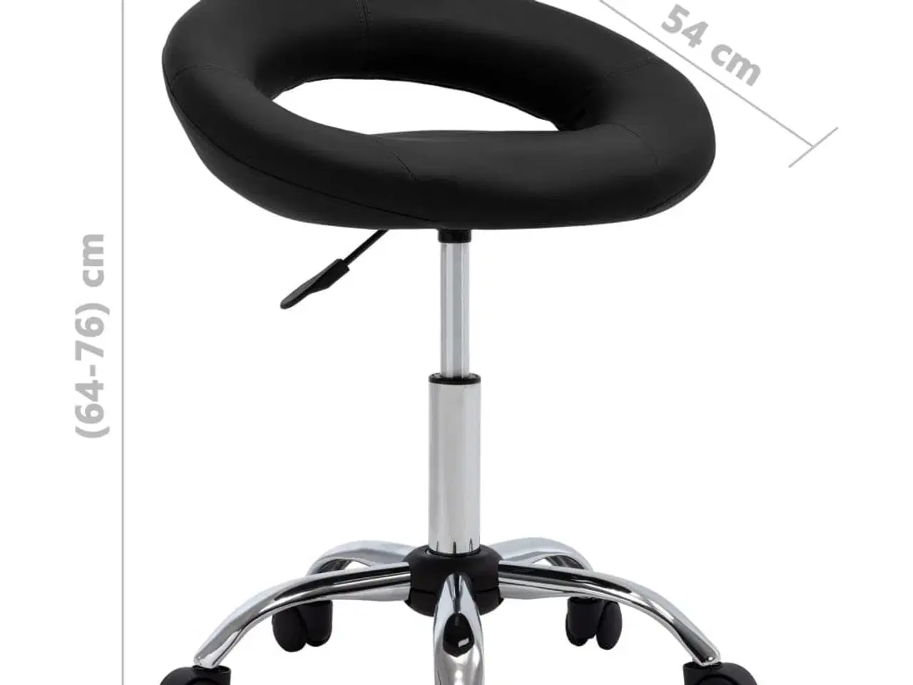 Billede 7 - Arbejdsstol med hjul kunstlæder sort