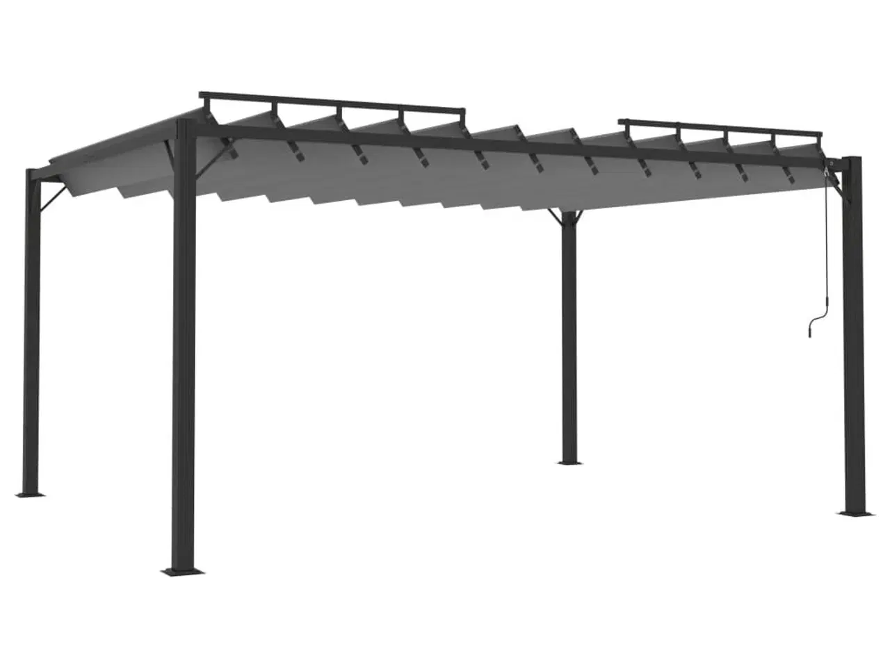 Billede 2 - Pavillon med lameltag 3x4 m aluminium og stof antracitgrå