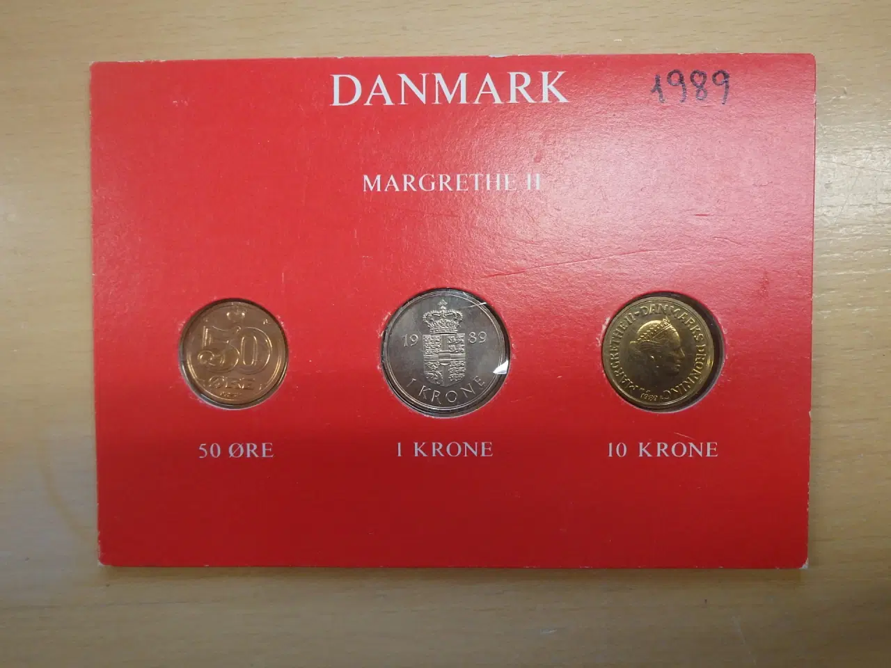 Billede 1 - 1989 Dr. Margrethe de II Det røde møntsæt fra DK