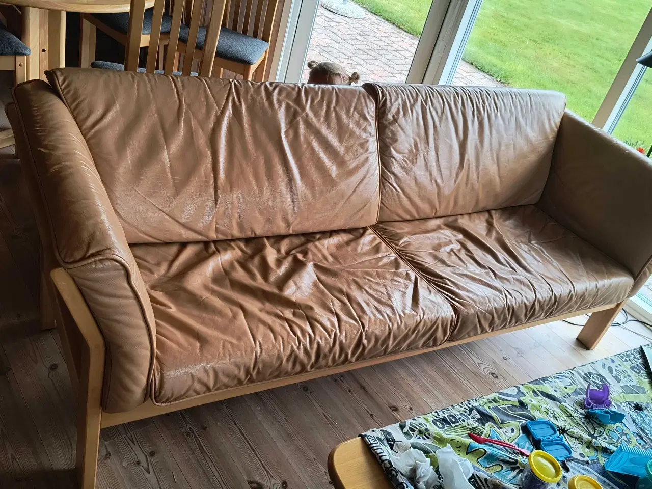 Billede 3 - Lædersofa i cognacfarve 