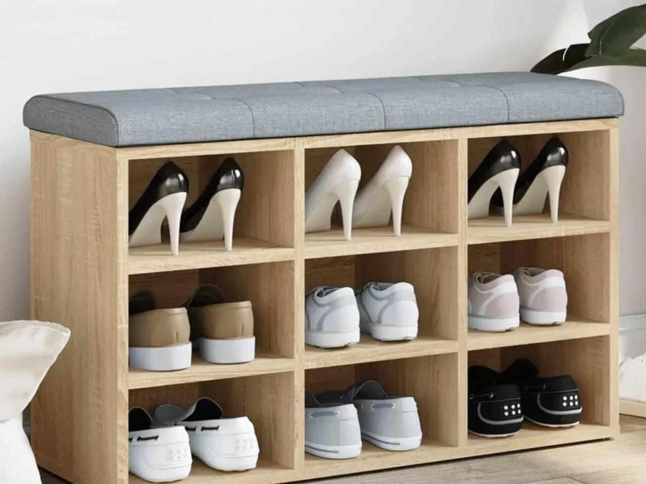 Billede 1 - Skobænk Sonoma eg 82x32x50 cm konstrueret træ