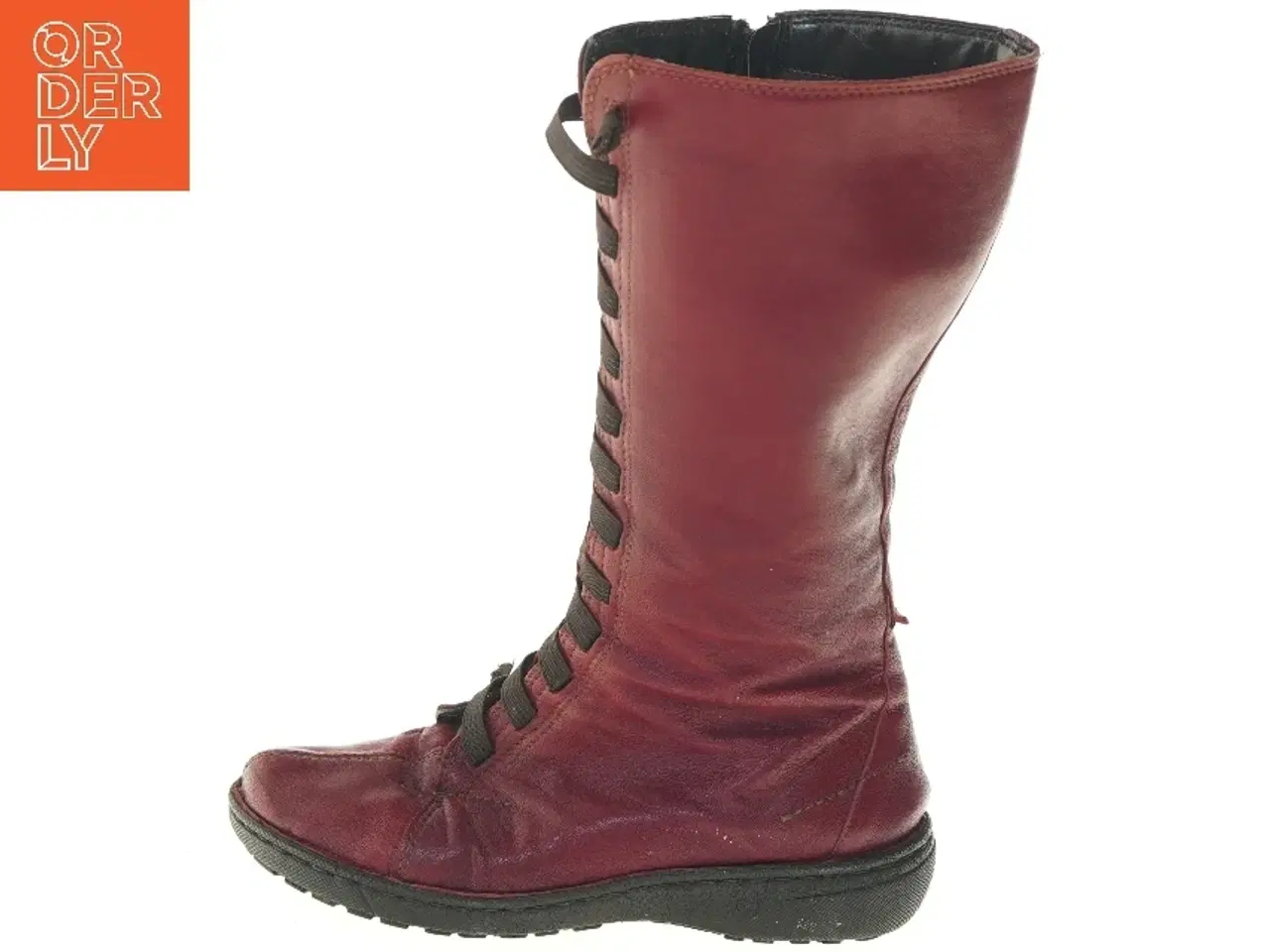 Billede 1 - Røde høje læderstøvler (str. 39 cm)
