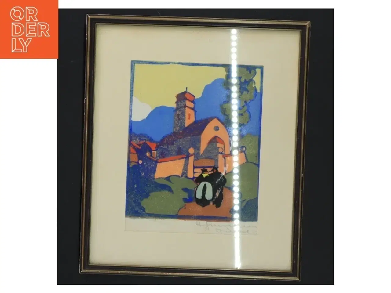 Billede 1 - Indrammet kunstbillede (str. 20,5x17,5 cm)