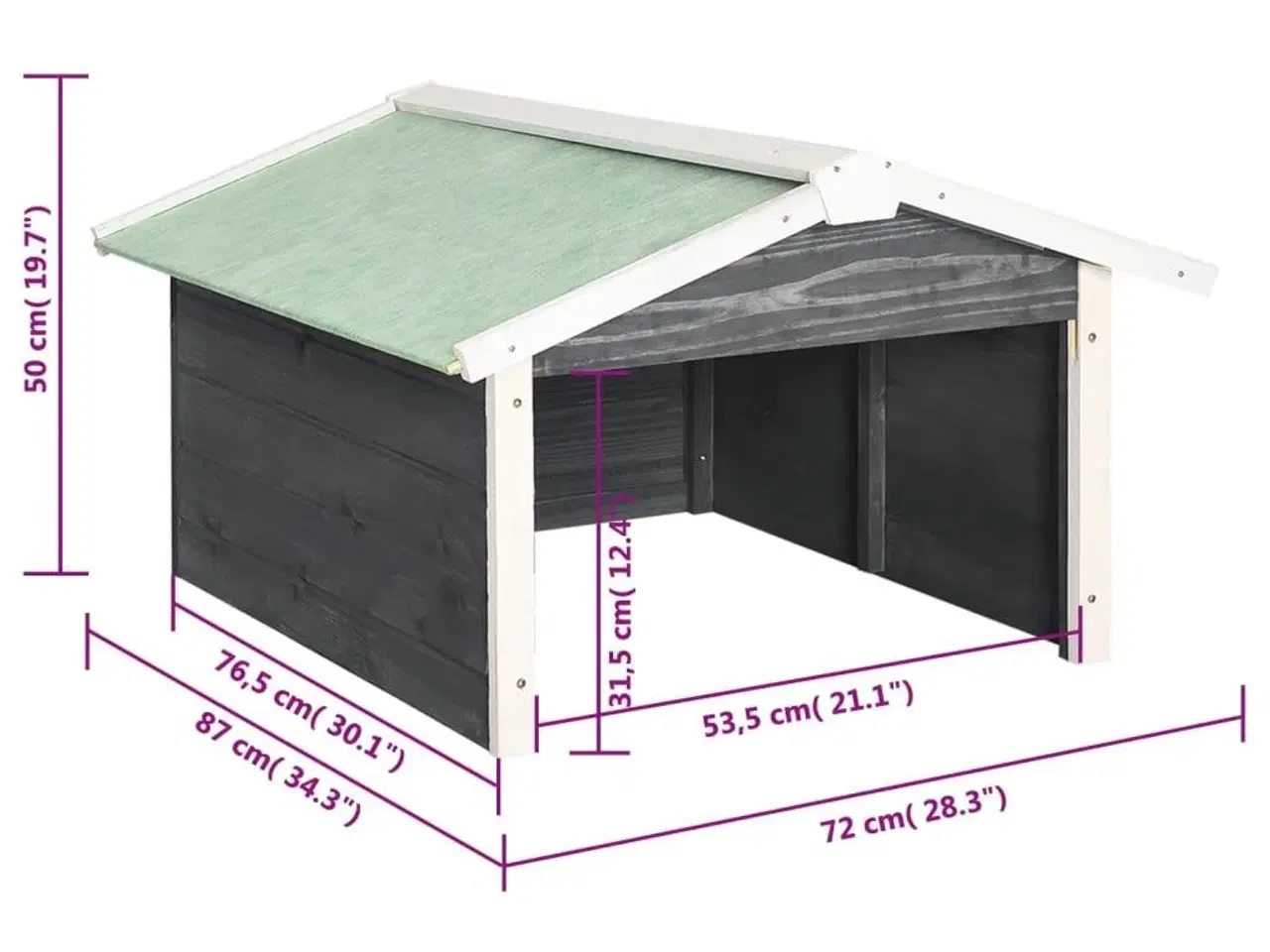 Billede 9 - Skur til robotplæneklipper 72x87x50 cm fyrretræ grå og hvid