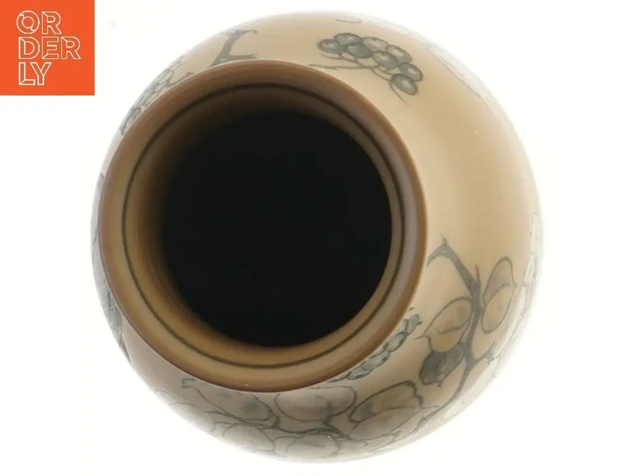 Billede 3 - Vase med påfuglemotiv fra Hjort Keramik(str. Ø 8 cm længde 28 cm)