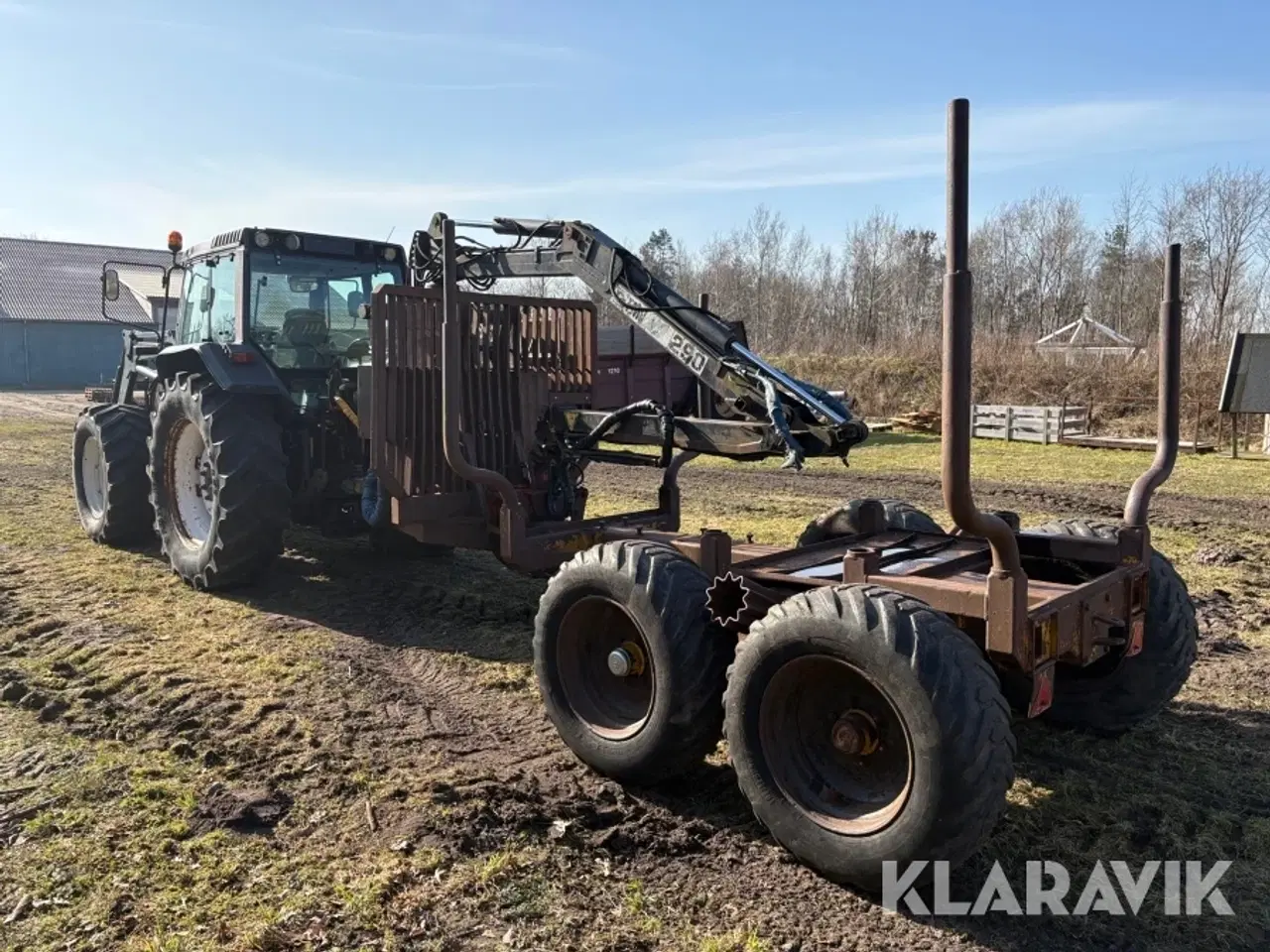 Billede 4 - Traktor Valmet 6800 med frontlæsser & skovvogn & kranarm