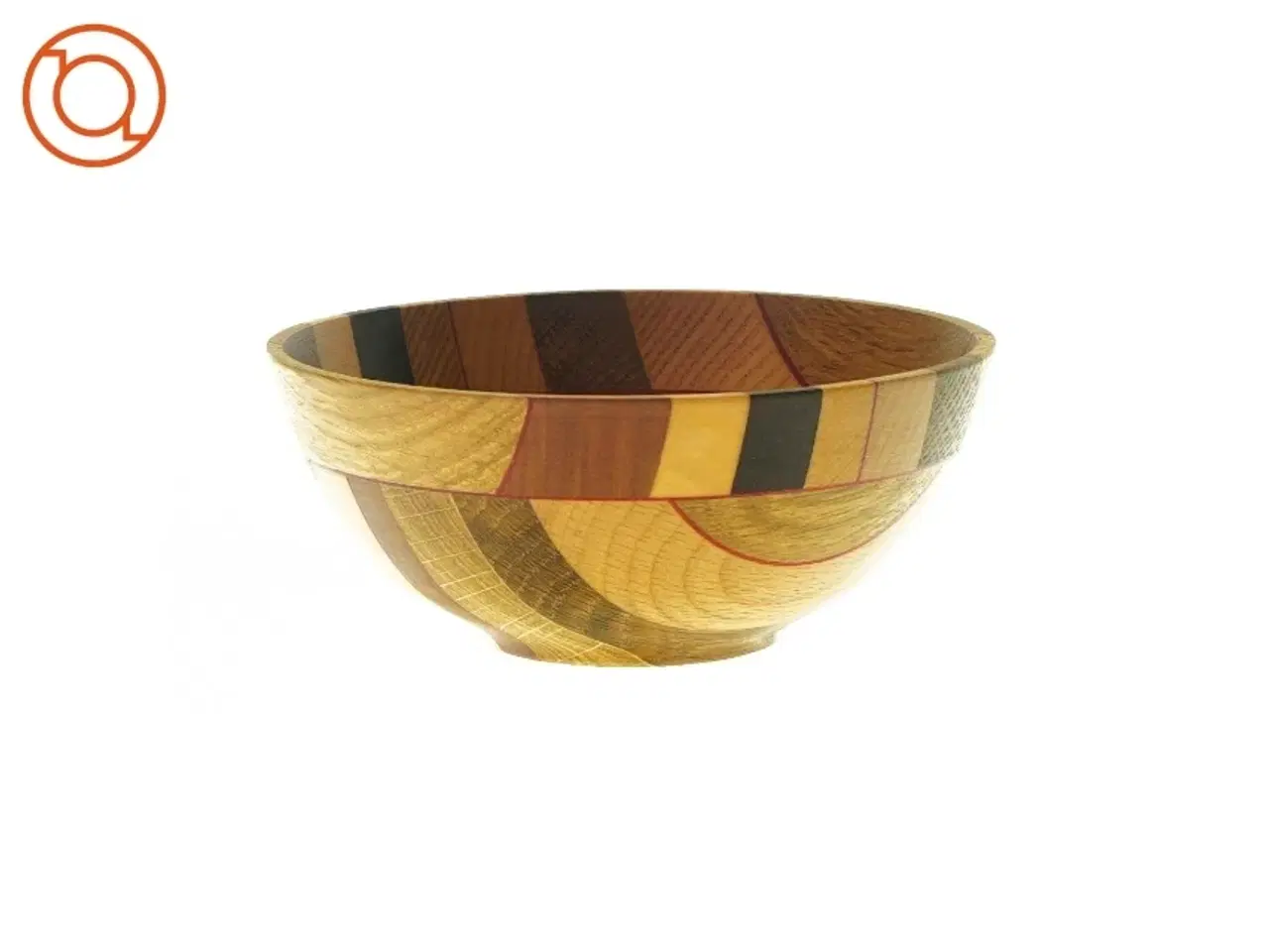 Billede 1 - Skål i træ med røde streger