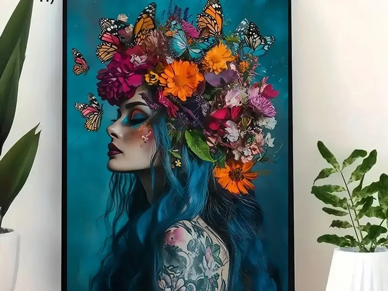 Billede 1 - * Lærredsmaleri/tryk; Smukkeste kvinde - med somme