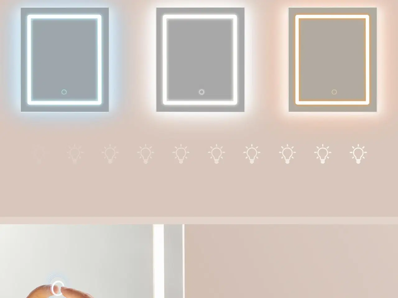 Billede 6 - Toiletbord med LED-spejl og strømudtag – skuffe, åbne hylder og skab med 2 justerbare hylder, hvid (Kailyn, RDT138W01)