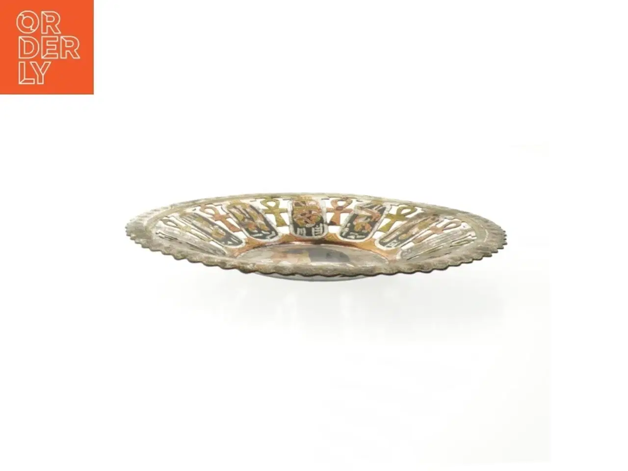 Billede 2 - Dekorativt metal fad med egyptisk motiv (str. Ø 19 cm)