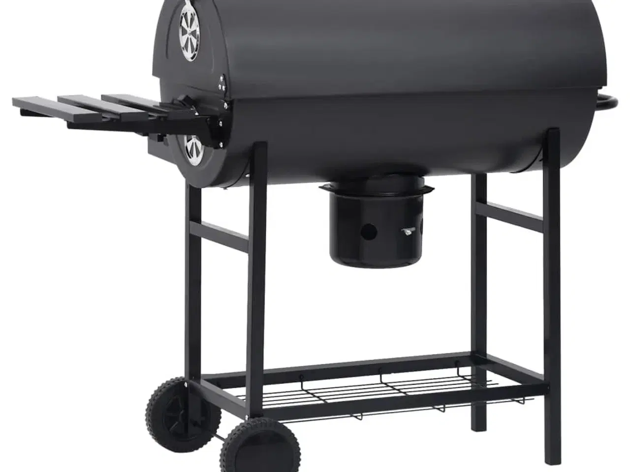 Billede 5 - Tøndegrill med hjul og hylder 115x85x95 cm stål sort