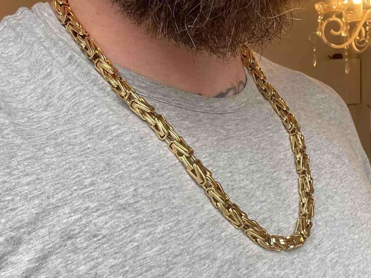 Billede 5 - 8mm goldfilled firkantet kongekæde 