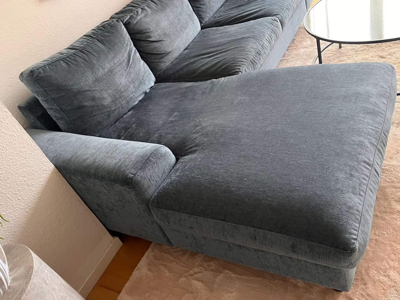Billede 3 - Blå stof sofa med chaiselong venstrevendt. 