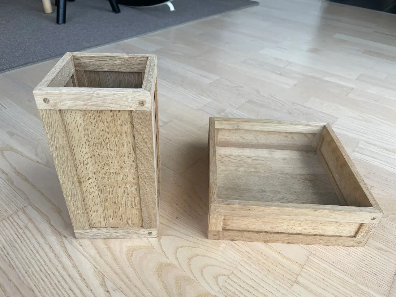 Billede 1 - Træ skål og Beholder/ Vase - egetræ