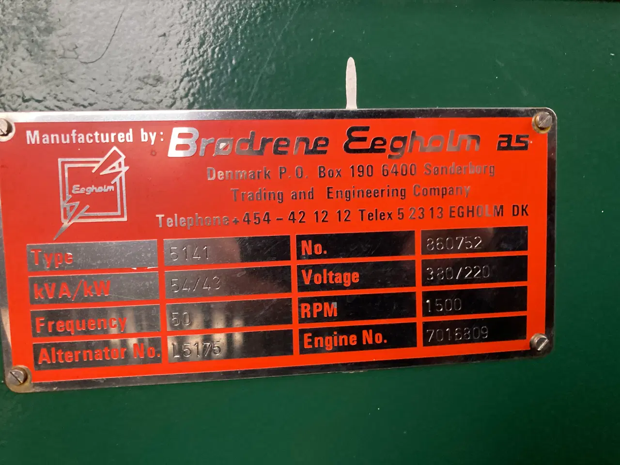 Billede 3 - Diesel generatoranlæg. Brødrene Eegholm