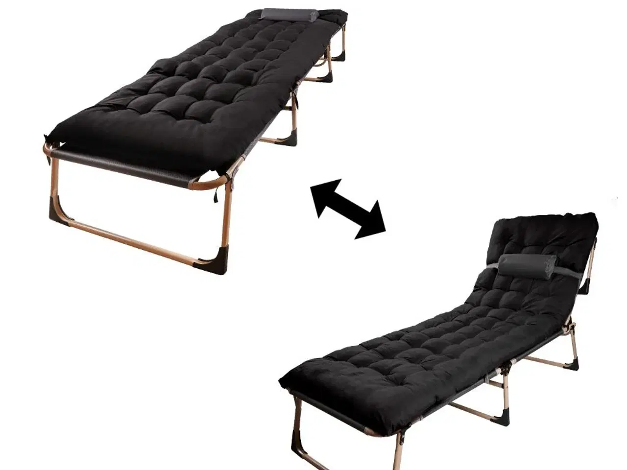 Billede 5 - Sammenklappelig feltseng 193 cm – sort rejsefeltseng med puder