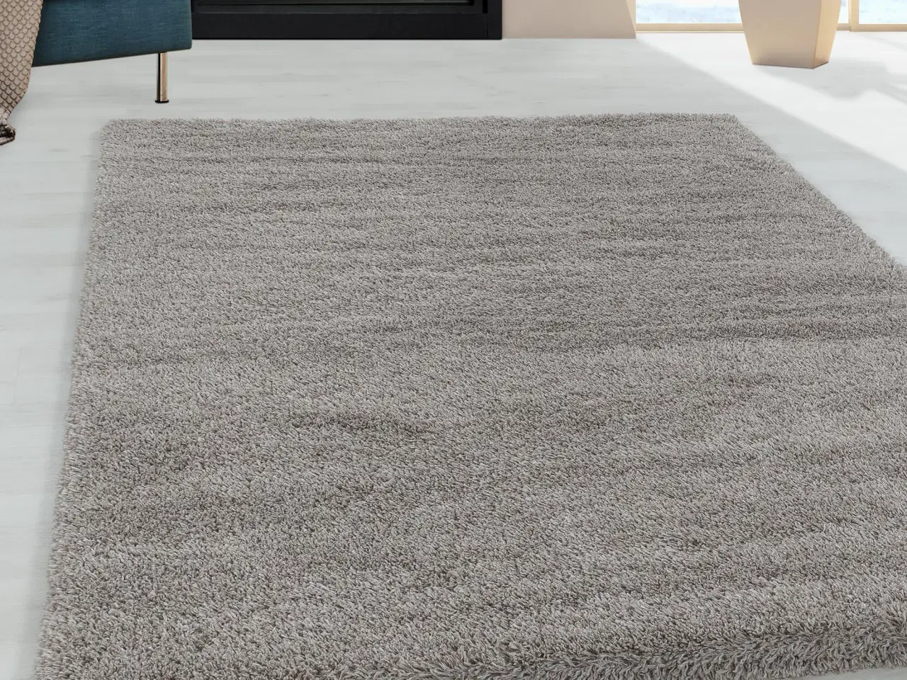 Billede 3 - Fluffy Shaggy tæppe Ensfarvet - Beige - 200x290