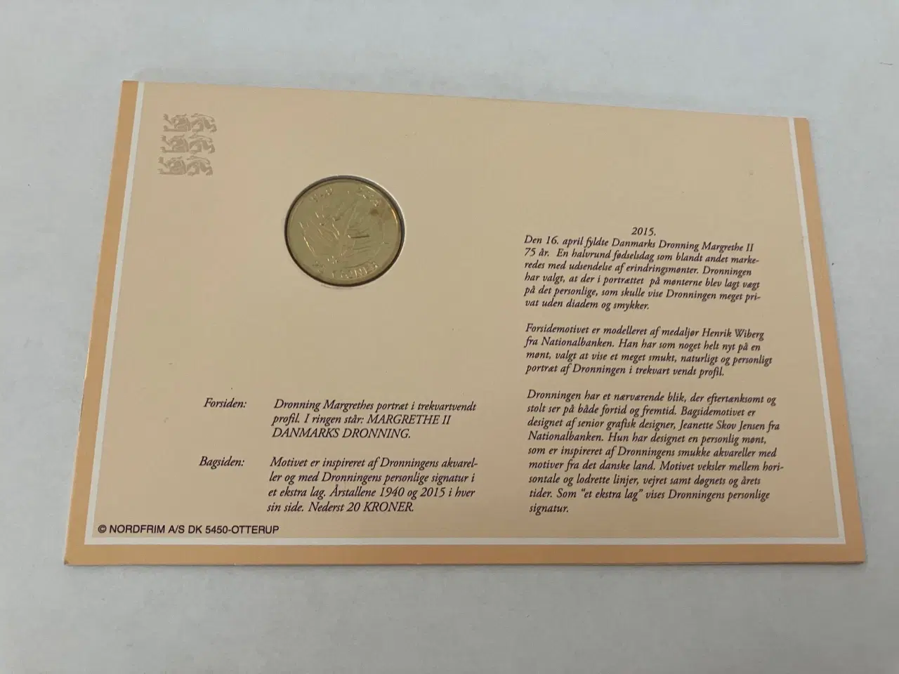 Billede 2 - 20 Kroner Dronning Magrethe II 75 år 2015