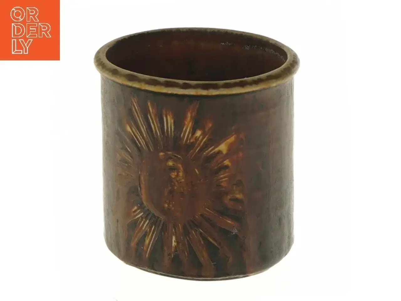 Billede 1 - Keramisk vase med solmotiv fra Søholm (str. Ø 9,5x10 cm)