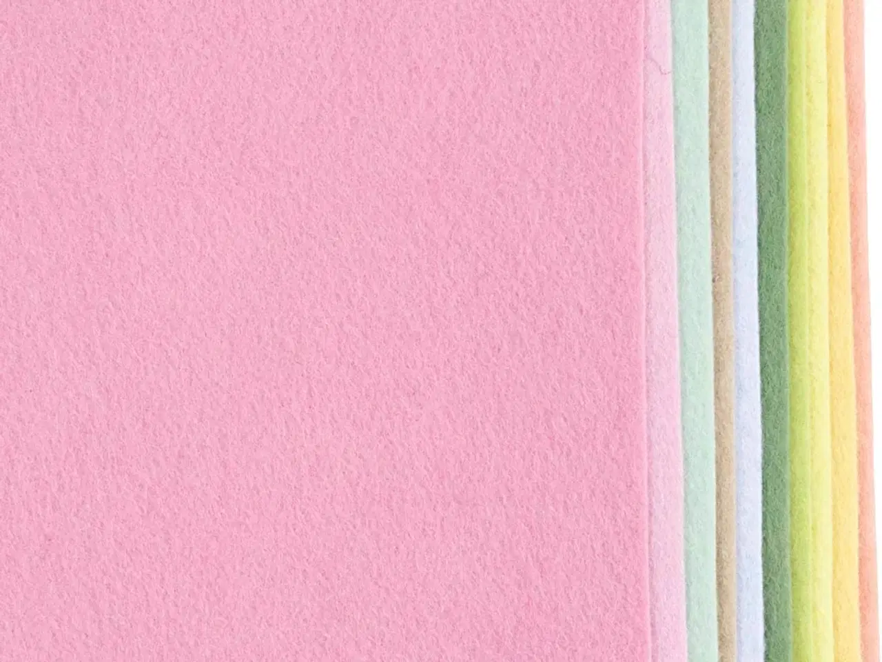 Billede 1 - Hobbyfilt, A4, ark 210x297 mm, tykkelse 2 mm, pastelfarver, 10 stk./ 1 pk.