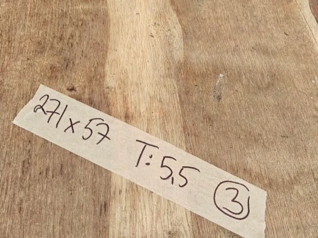 Billede 2 - 1 stk. Egetræsplanke str. 271 x 57 x 5,5