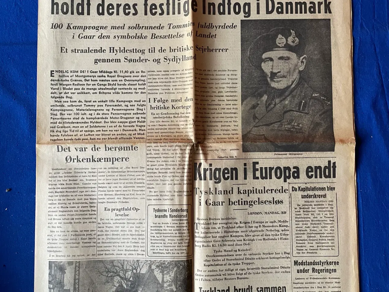 Billede 1 - Avis - Jyske Tidende - 1. Maj 1945 - Montgomery indtog Danmark ?