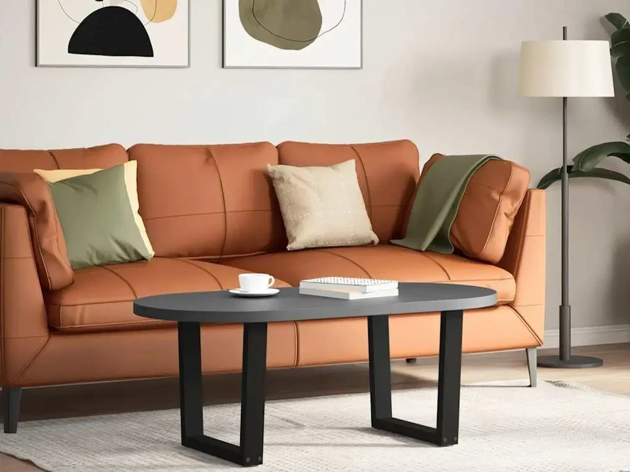 Billede 2 - Sofabordben V-formet 2 stk. sort 50x(42-43,3) cm stål