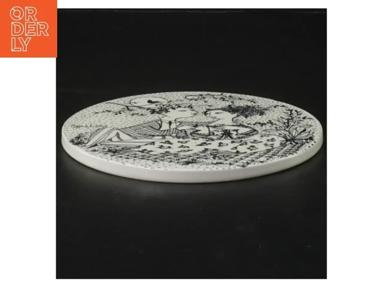 Billede 4 - Kunstnerisk porcelænsplatte fra Bjørn Wiinblad (str. Ø. 15 cm)