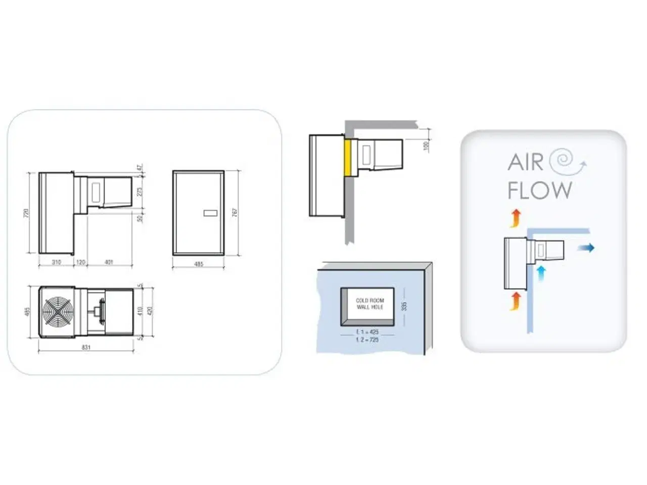 Billede 2 - Væg køleaggregat – 485 x 831 x 767 mm