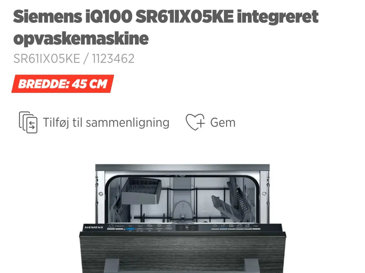 Billede 4 - NY Siemens iQ100 SR61IX05KE integreret opvaskemask