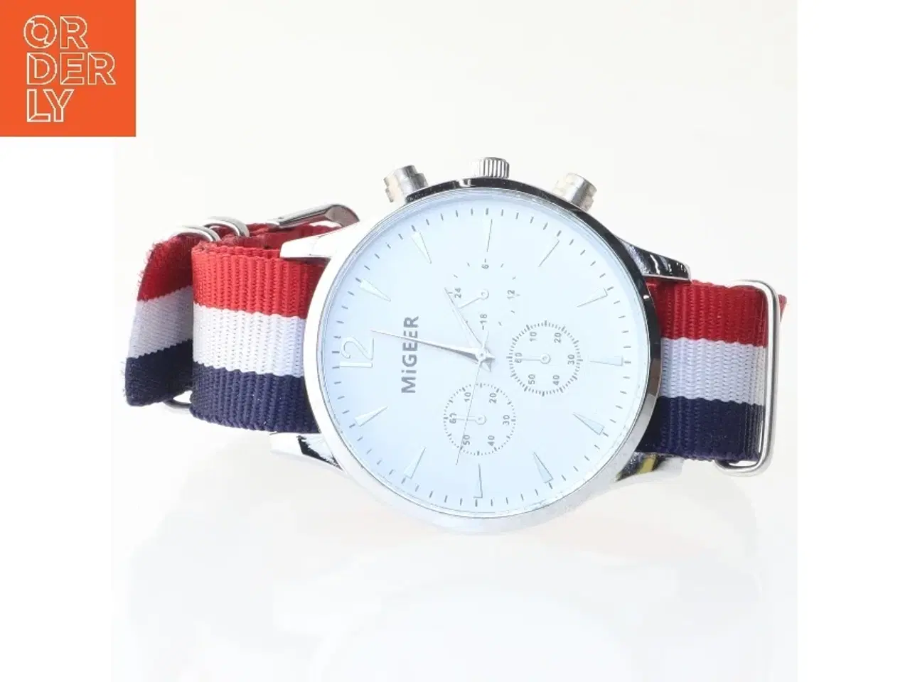 Billede 1 - Armbåndsur med stofrem fra Migeer (str. Ø 4,5 cm)
