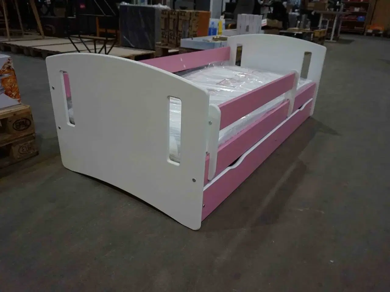 Billede 3 - Juniorseng med skuffe og madras 80x180 cm Hvid/rose