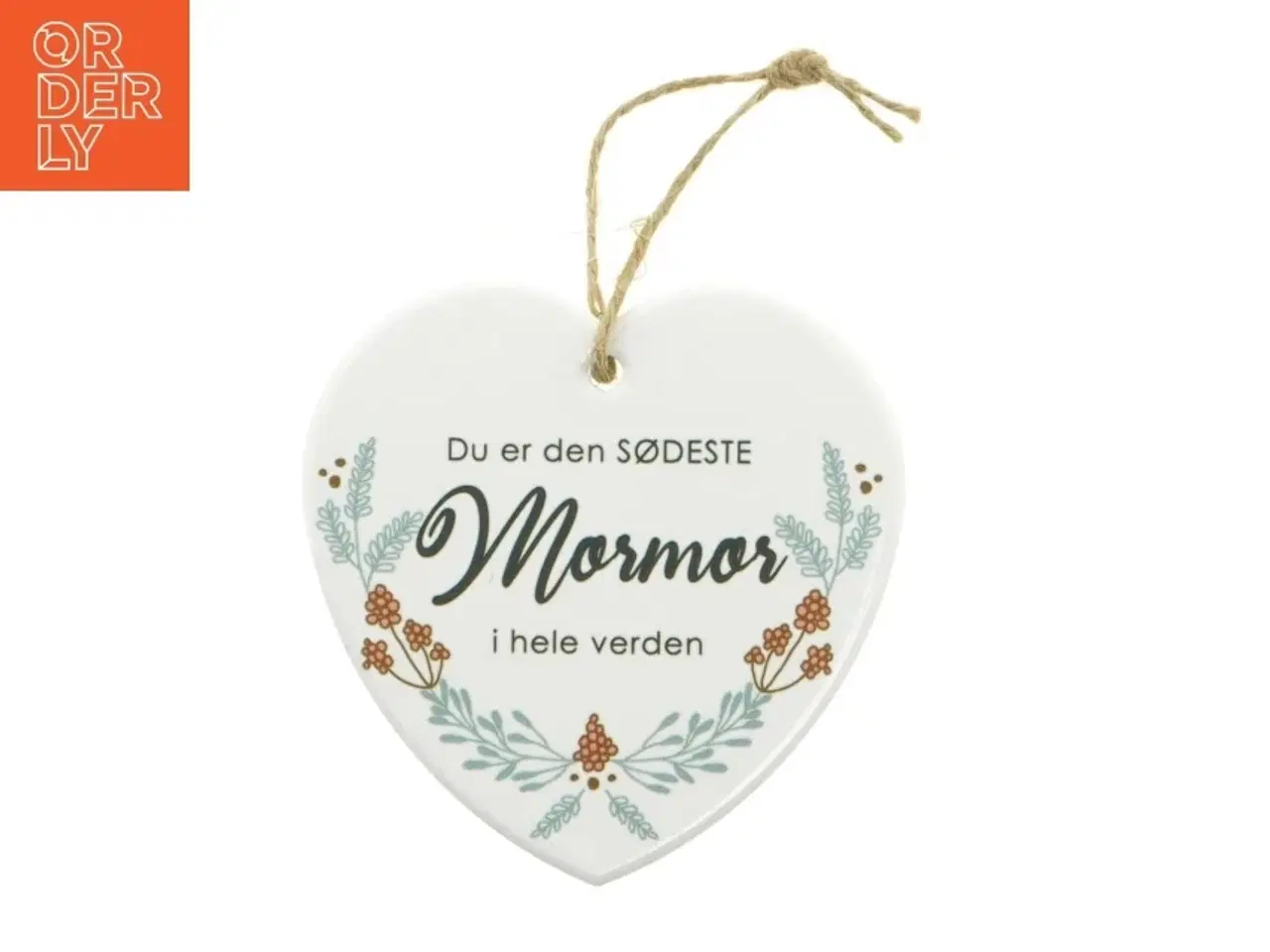 Billede 1 - Hjerteformet keramikskilt med &#39;Mormor&#39; budskab fra Netto (str. 10 x 10 cm)