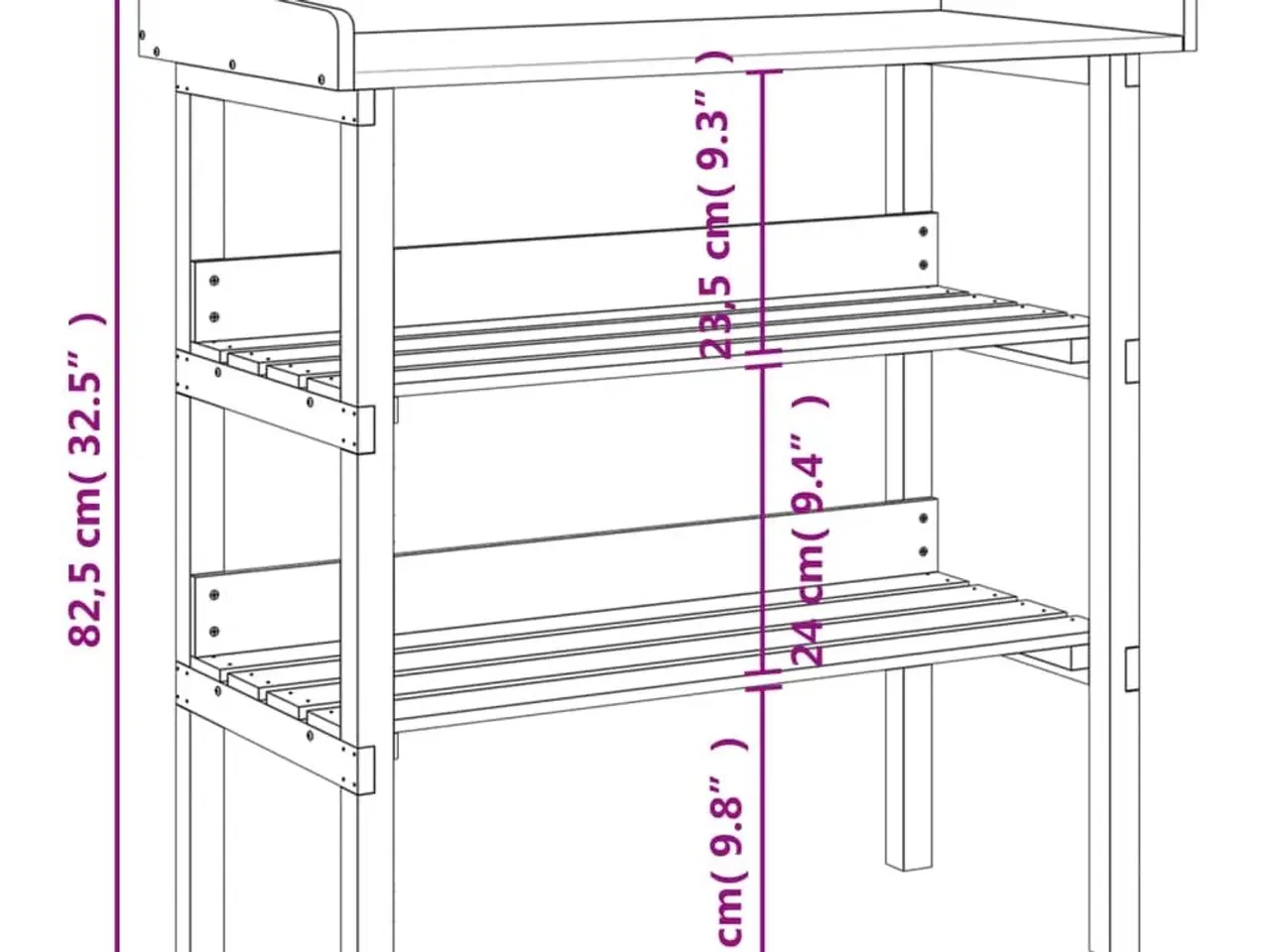 Billede 9 - Plantebord med hylder 78x38x82,5 cm massivt grantræ