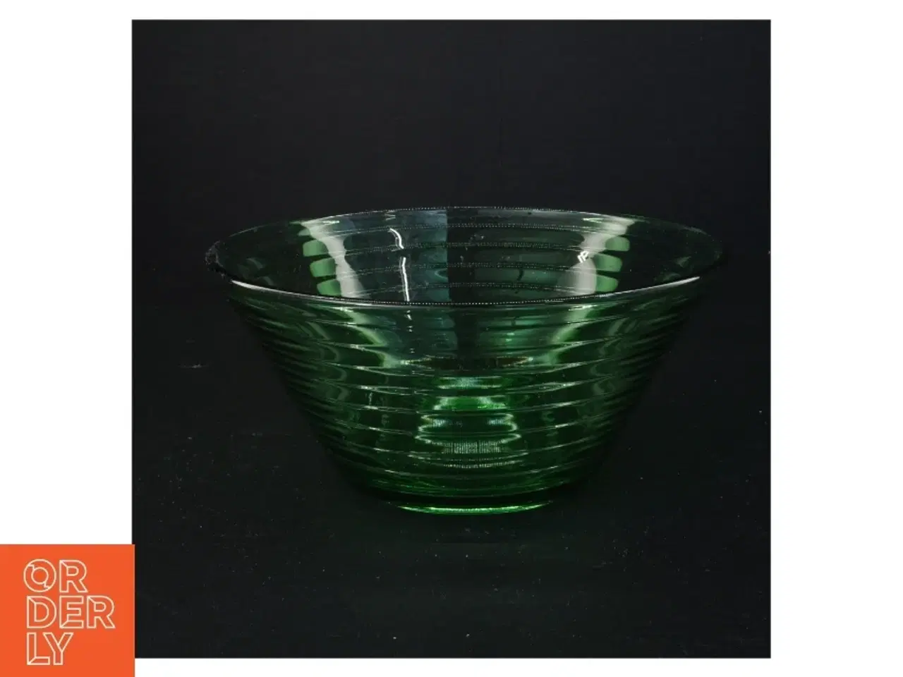 Billede 1 - Grøn glas skål (str. Diameter 21 cm h 10 cm)