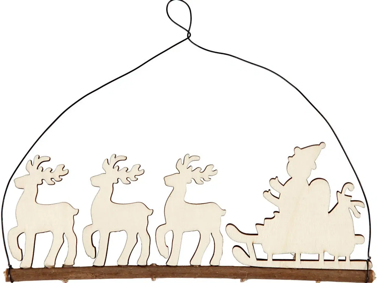 Billede 1 - Juleophæng, kane med rensdyr, H: 8 cm, D: 0,5 cm, B: 22 cm, 1 stk.