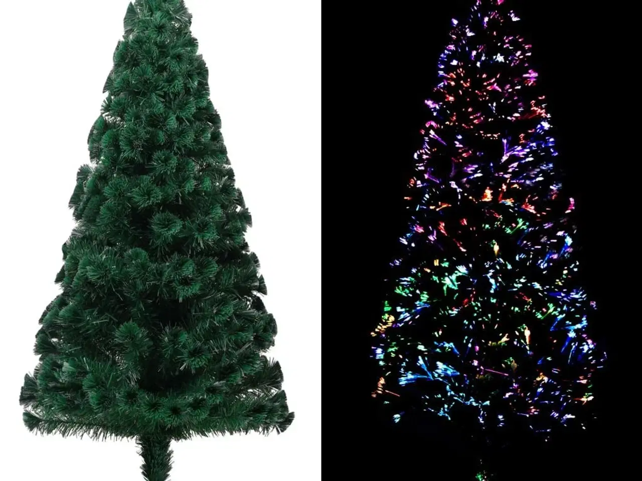 Billede 1 - Kunstigt juletræ med juletræsfod 180 cm fiberoptik grøn