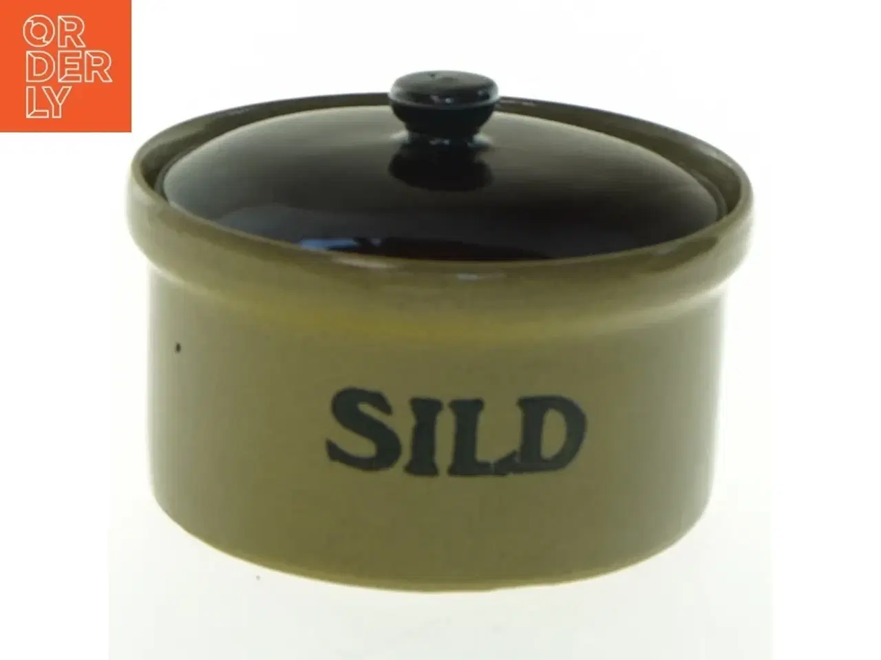 Billede 1 - Keramisk sildekrukke med låg (str. Ø 14 cm)