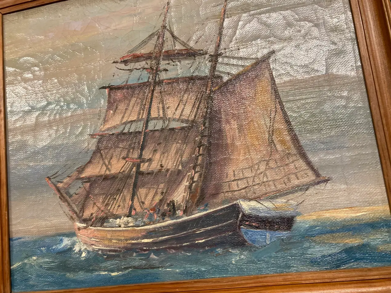 Billede 5 - Maleri skibsportræt skib på havet