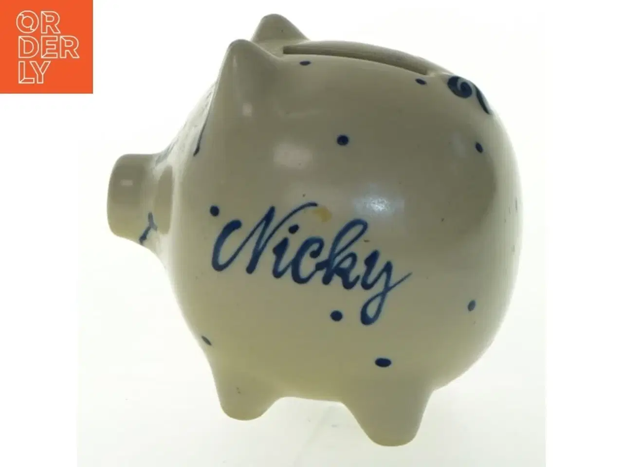 Billede 1 - Keramisk sparegris med navn Nicky (str. 9x7 cm)