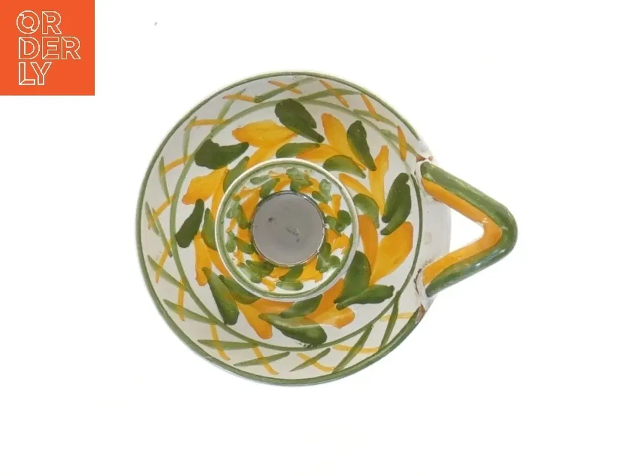 Billede 3 - Keramik lysestage med blomstermønster (str. 12 cm)