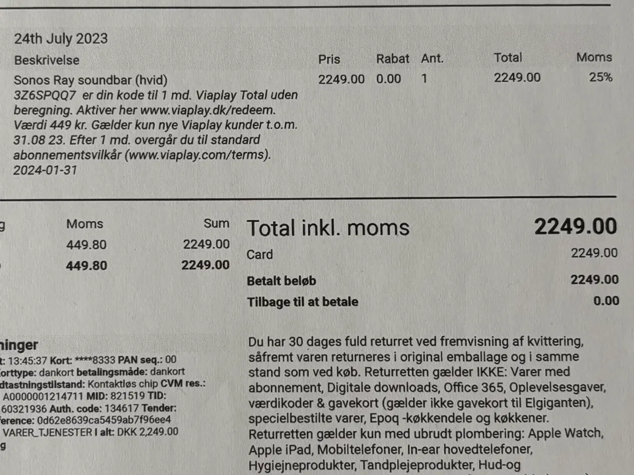 Billede 2 - Sonos Ray Soundbar Hvid ( som ny)