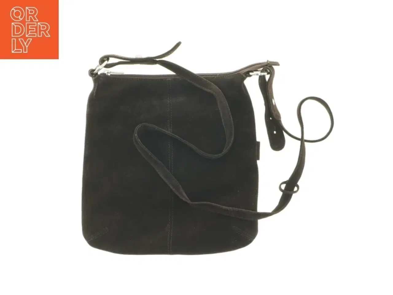 Billede 1 - Sort crossbody skuldertaske i blød ruskind fra Adax (str. 29 x 28 cm)