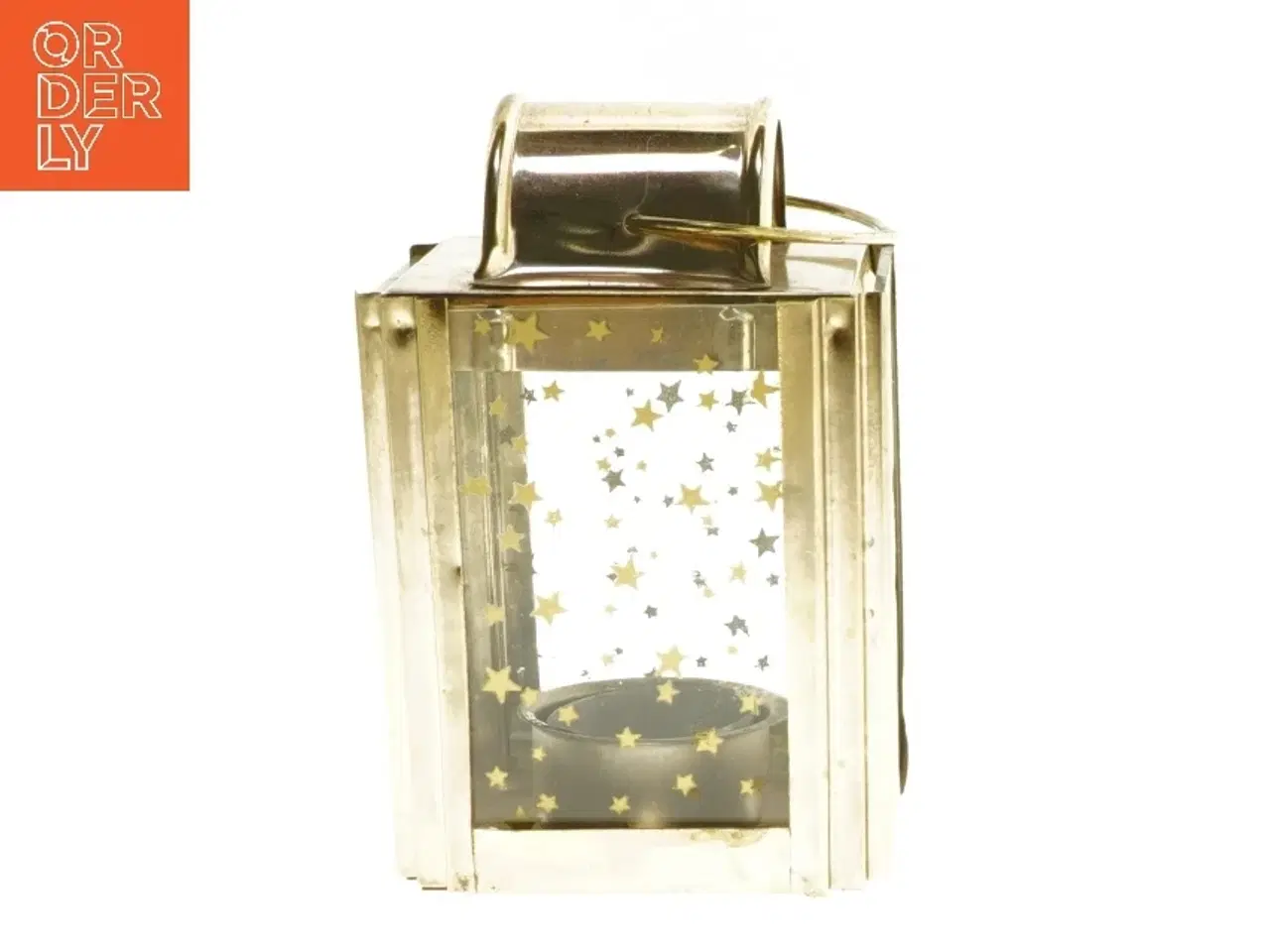 Billede 2 - Guld stjernemønstret lanterne (str. 13,5x9x9 cm)