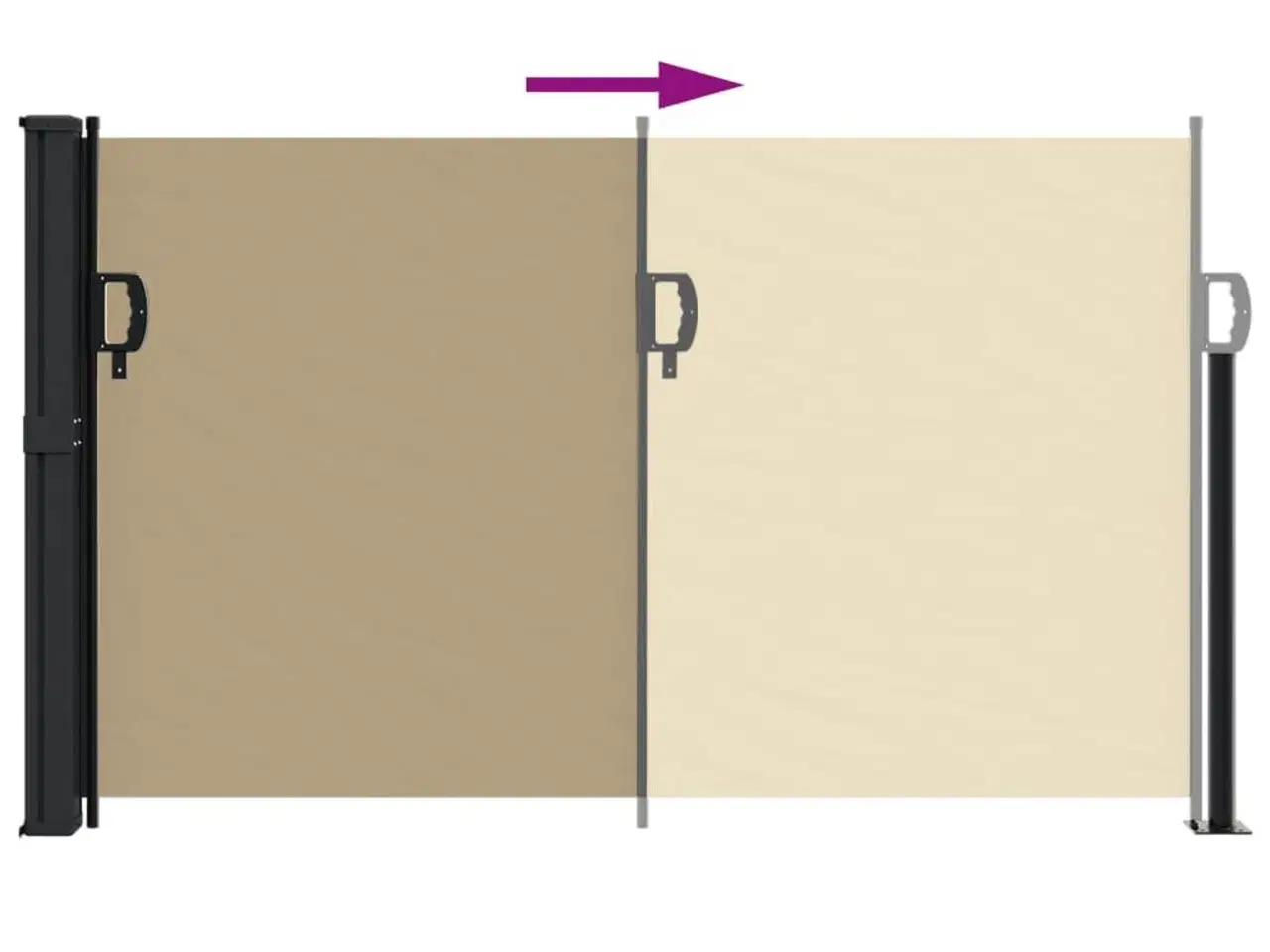 Billede 5 - Sammenrullelig sidemarkise 120x500 cm beige