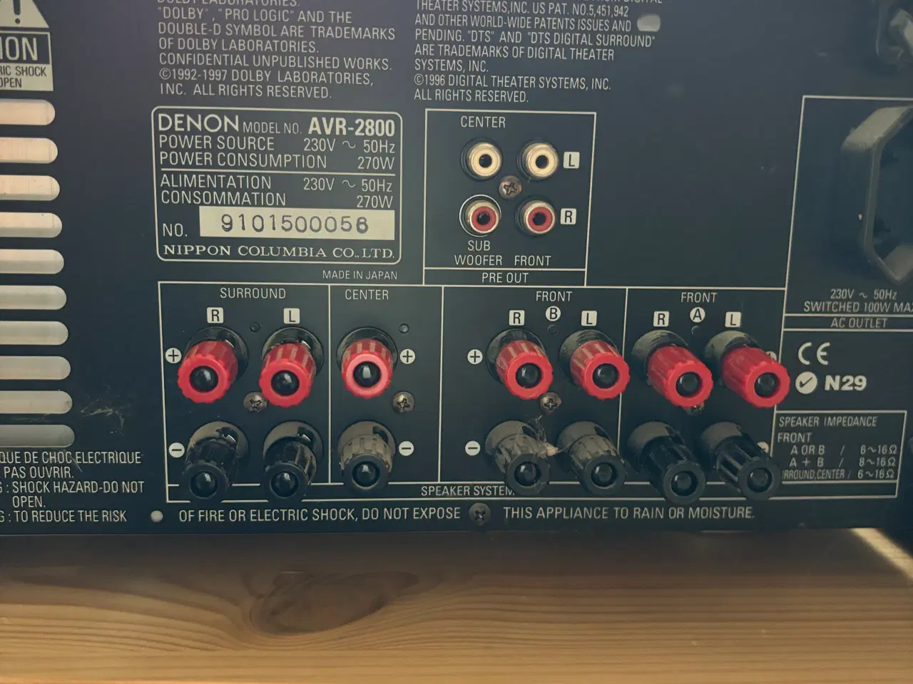 Billede 2 - Denon AVR 2800 Surround-anlæg + Jamo højtalere