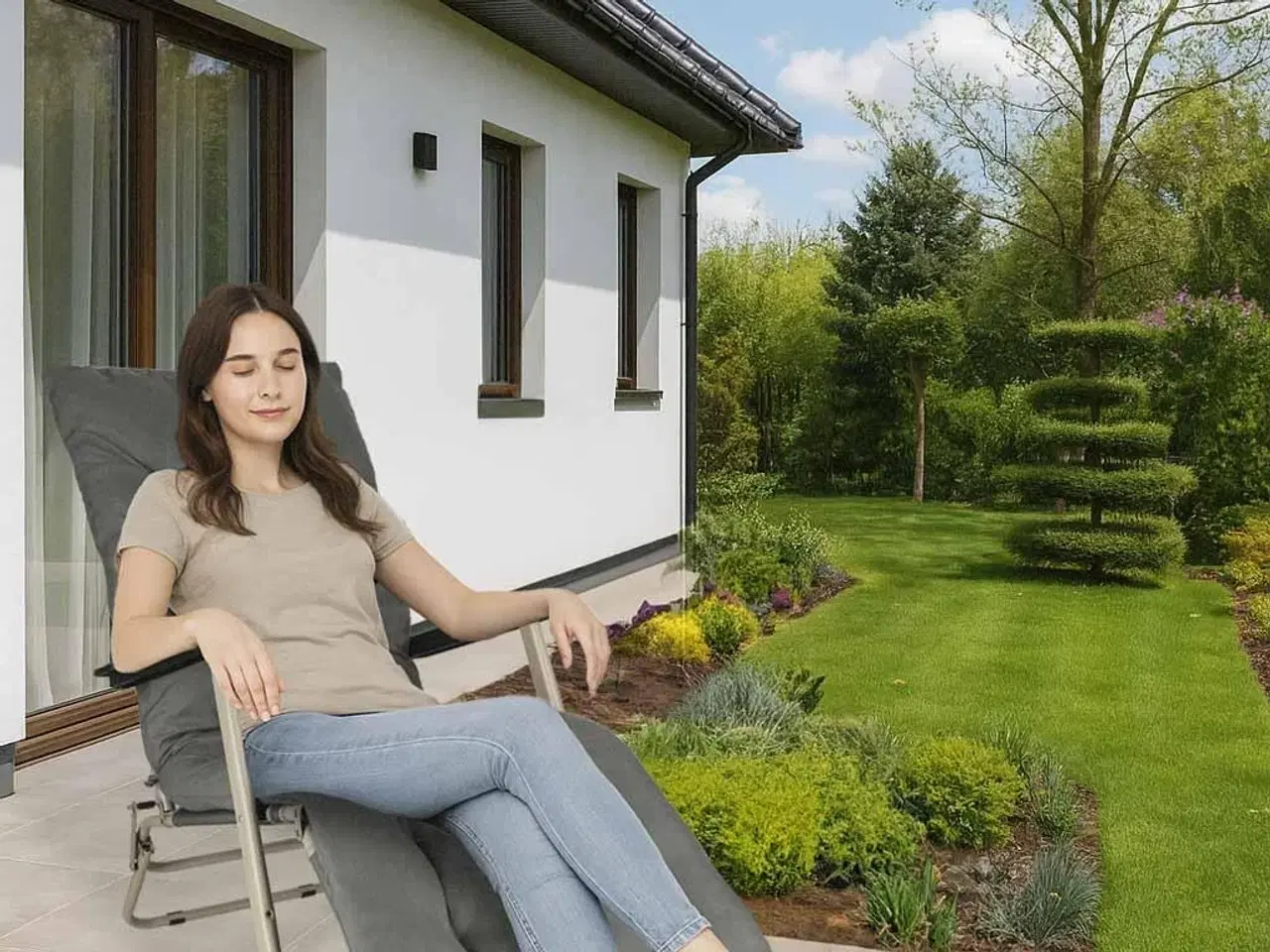 Billede 4 - Sammenklappelig have- og strandstol med pude – grå