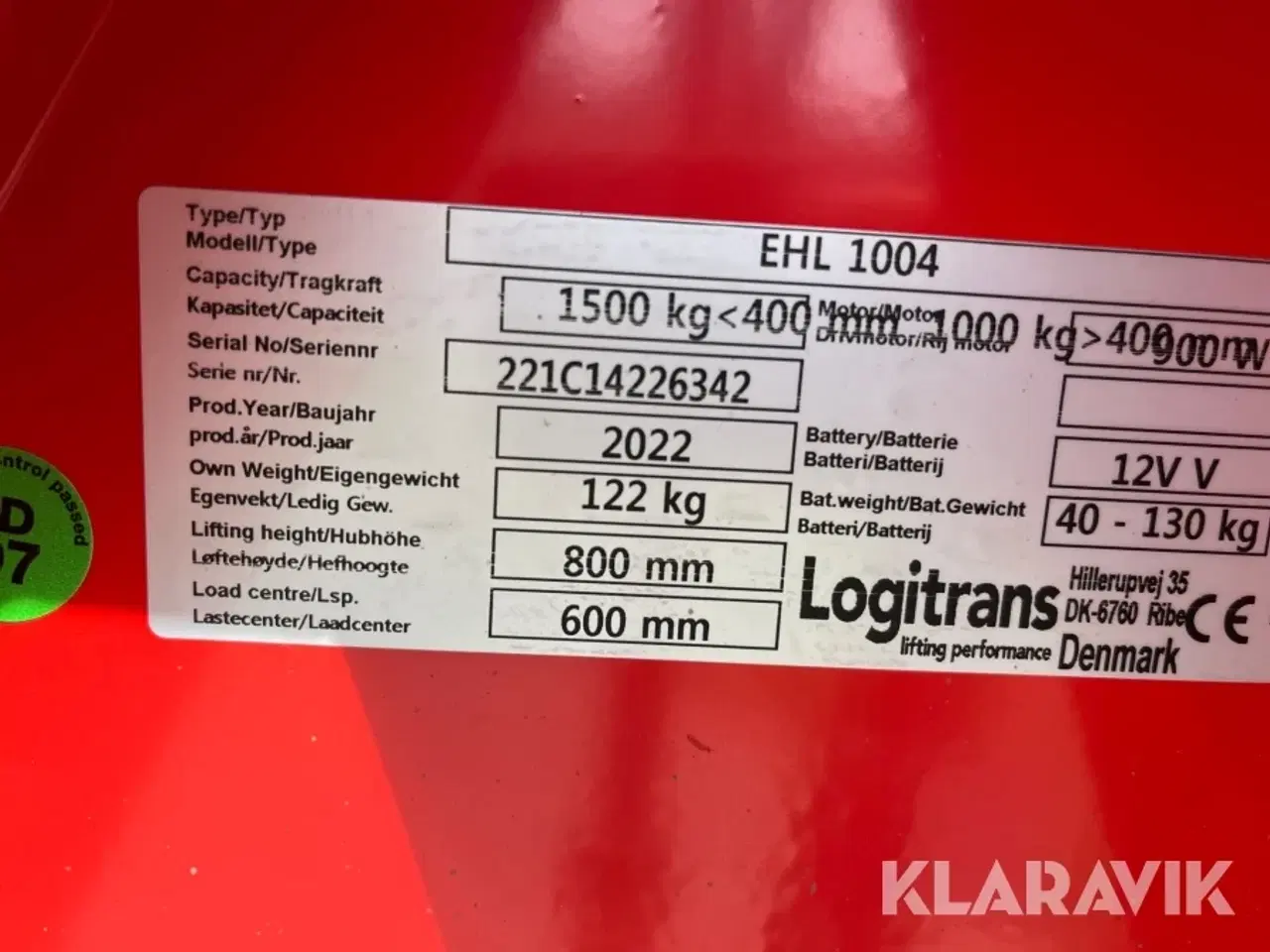 Billede 9 - Sakseløfter Logitrans EHL 1004